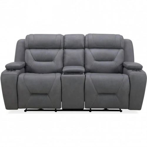 Chapman Zero Gravity Power Recline Console Loveseat in Blue Gray Leather