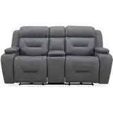 Chapman Zero Gravity Power Recline Console Loveseat in Blue Gray Leather