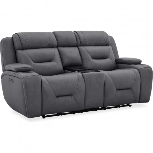 Chapman Dual Power Zero Gravity Loveseat w/ Cooling Console in Blue Gray Leather