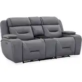 Chapman Dual Power Zero Gravity Loveseat w/ Cooling Console in Blue Gray Leather