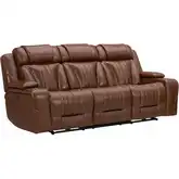 Caswell Zero Gravity Power Recline Sofa in Chestnut Brown Leather