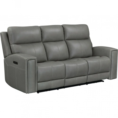 Camden P3 & ZW Power Sofa in Light Gray Leather