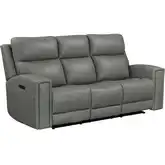 Camden P3 & ZW Power Sofa in Light Gray Leather