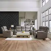 Camden Triple Power Zero Wall Sofa, Loveseat & Recliner Set in Light Gray Leather