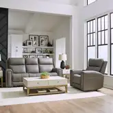 Camden Triple Power Zero Wall Sofa & Recliner Set in Light Gray Leather