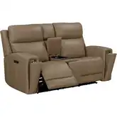 Camden P3 & ZW Loveseat w/ in Console Toast Brown Leather