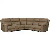 Camden 6 Piece Power Recline Sectional Sofa in Toast Brown Leather