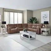 Beckham 6 Piece Power Recline Sectional Sofa in Saddle Brown Leather