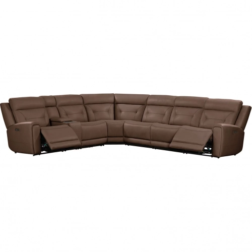 Beckham 7 Piece Power Recline Sectional Sofa in Saddle Brown Leather