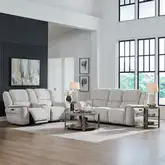 Clayton Triple Power Zero Gravity Sofa & Loveseat Set in Parchment Neutral Fabric