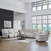 Clayton Triple Power Zero Gravity Sofa, Loveseat & Recliner Set in Neutral Fabric
