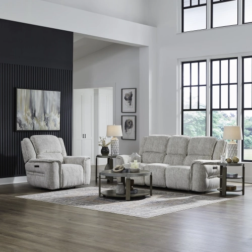Clayton Triple Power Zero Gravity Sofa & Recliner Set in Parchment Neutral Fabric