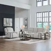 Clayton Triple Power Zero Gravity Sofa & Recliner Set in Parchment Neutral Fabric