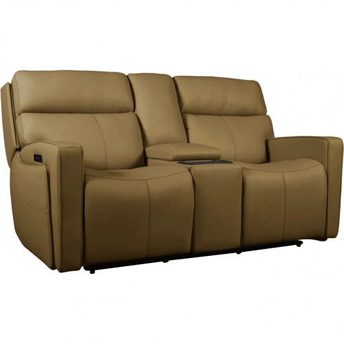 Chase Triple Power Zero Gravity Loveseat w/ Console in Brown Leather