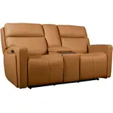 Chase Triple Power Zero Gravity Loveseat w/ Console in Brown Leather