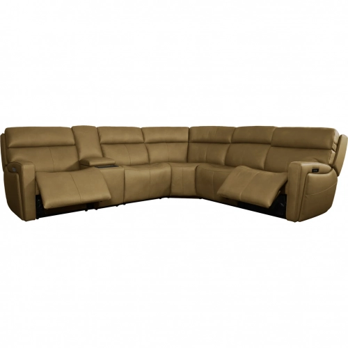Chase 6 Piece Triple Power Zero Gravity Sectional Sofa in Brown Leather