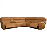 Chase 6 Piece Triple Power Zero Gravity Sectional Sofa in Brown Leather