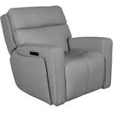 Chase Triple Power Zero Gravity Swivel Recliner in Gray Leather