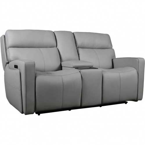 Chase Triple Power Zero Gravity Loveseat w/ Console in Gray Leather