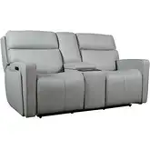 Chase Triple Power Zero Gravity Loveseat w/ Console in Gray Leather