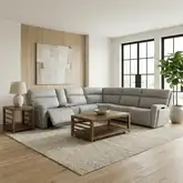 Chase 6 Piece Triple Power Zero Gravity Sectional Sofa in Gray Leather
