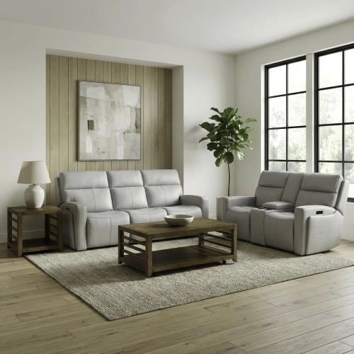 Chase Triple Power Zero Gravity Sofa & Loveseat Set in Gray Leather