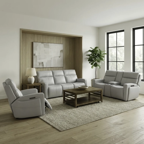 Chase Triple Power Zero Gravity Sofa, Loveseat & Recliner Set in Gray Leather