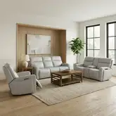 Chase Triple Power Zero Gravity Sofa, Loveseat & Recliner Set in Gray Leather