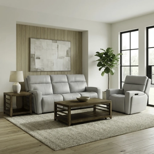 Chase Triple Power Zero Gravity Sofa & Recliner Set in Gray Leather