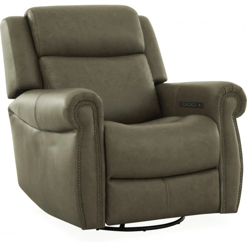 Carlton Triple Power Zero Gravity Recliner in Taupe Neutral Leather