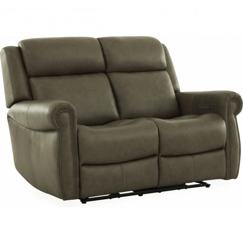 Carlton Triple Power Zero Gravity Loveseat in Taupe Neutral Leather