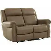 Carlton Triple Power Zero Gravity Loveseat in Taupe Neutral Leather