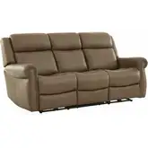 Carlton Triple Power Zero Gravity Sofa in Taupe Neutral Leather