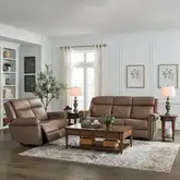 Carlton Triple Power Zero Gravity Sofa & Loveseat Set in Taupe Neutral Leather