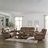 Carlton Triple Power Zero Gravity Sofa, Loveseat & Recliner Set in Taupe Neutral Leather