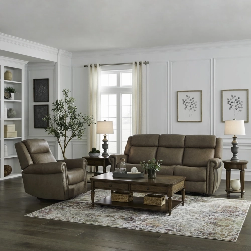 Carlton Triple Power Zero Gravity Sofa & Recliner Set in Taupe Neutral Leather