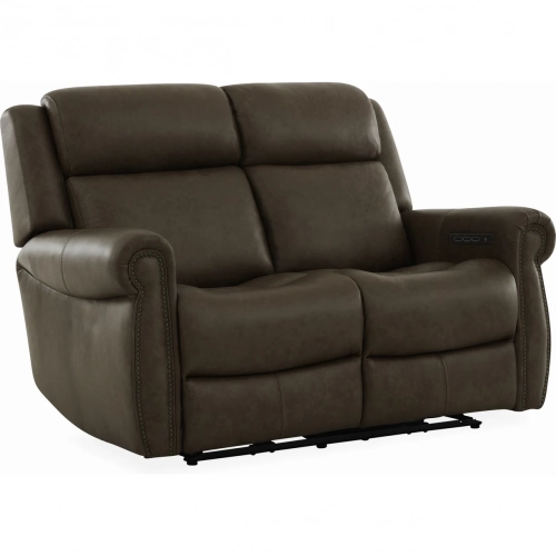 Carlton Triple Power Zero Gravity Loveseat in Vintage Brown Leather