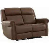 Carlton Triple Power Zero Gravity Loveseat in Vintage Brown Leather