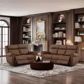 Carlton Triple Power Zero Gravity Sofa & Loveseat Set in Vintage Brown Leather