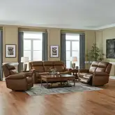 Carlton Triple Power Zero Gravity Sofa, Loveseat & Recliner Set in Vintage Brown Leather