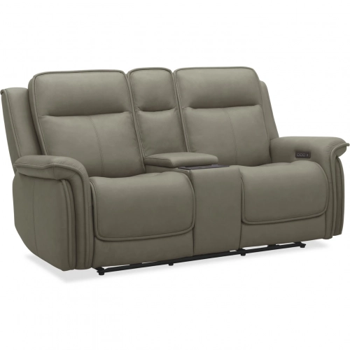Cora Triple Power Zero Gravity Loveseat w/ Console in Cashmere Neutral Leather