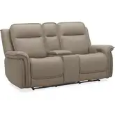 Cora Triple Power Zero Gravity Loveseat w/ Console in Cashmere Neutral Leather