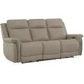 Cora Triple Power Zero Gravity Sofa in Cashmere Neutral Leather