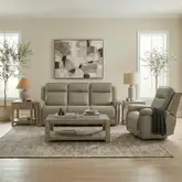 Cora Triple Power Zero Sofa & Recliner Set in Cashmere Neutral Leather