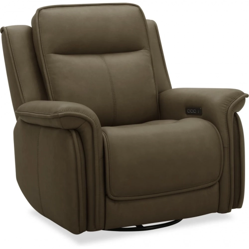 Cora Triple Power Swivel Glider Recliner in Toast Brown Leather