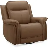 Cora Triple Power Swivel Glider Recliner in Toast Brown Leather