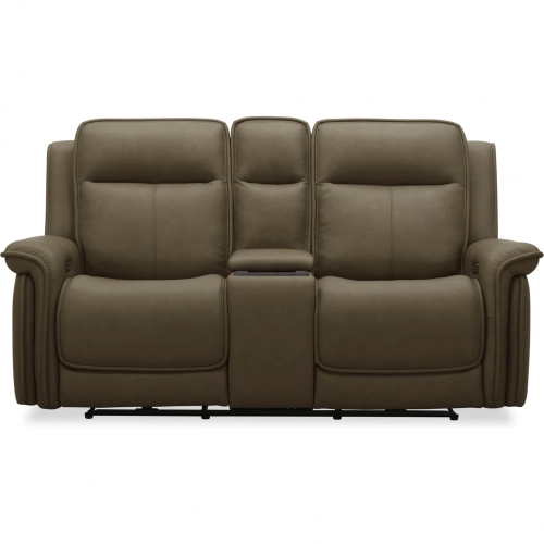 Cora Triple Power Zero Gravity Loveseat w/ Console in Toast Brown Leather