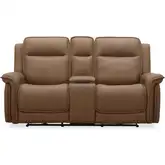 Cora Triple Power Zero Gravity Loveseat w/ Console in Toast Brown Leather