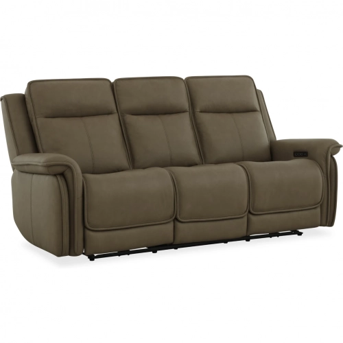 Cora Triple Power Zero Gravity Sofa in Toast Brown Leather