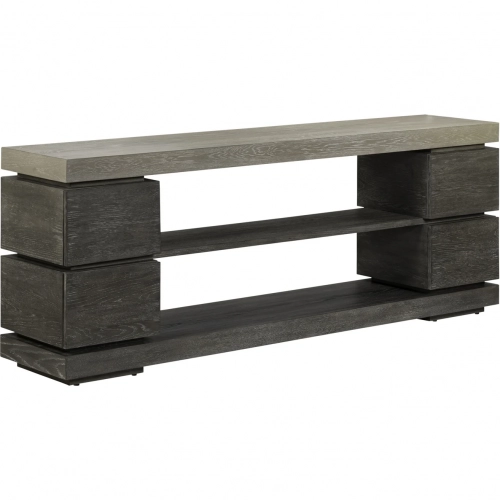 Piedmont 84 Inch TV Stand Console in Distressed Charcoal & Ash Brown Wood